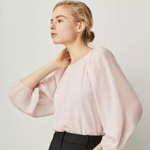 Massimo Dutti Pink Oversized Blouse with 3/4 Sleeves